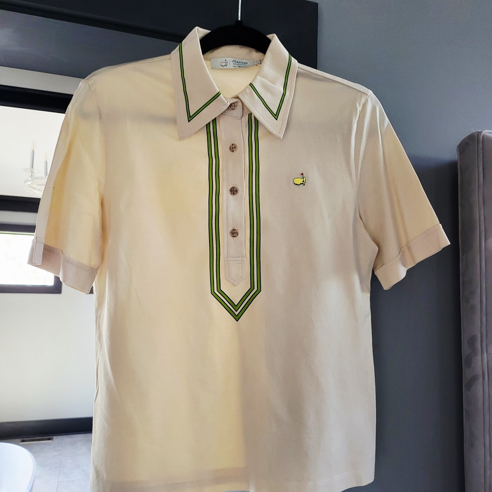 Tory Burch Cream and Green Button Down Shirt